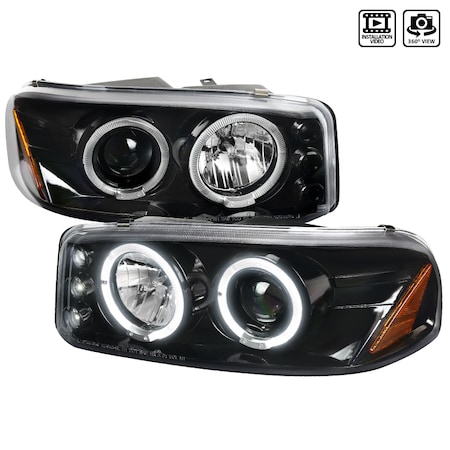 Spec-D Tuning 00-06 GMC Denali Projector Headlight Glossy Black 2LHP-DEN00BK-TM
